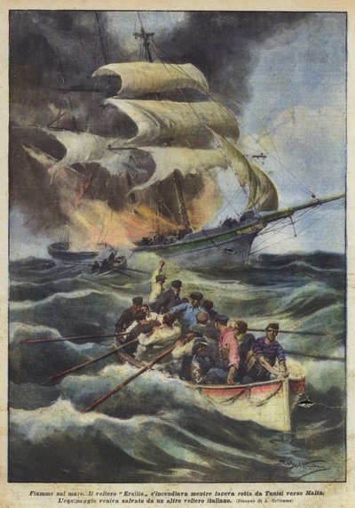 Lågor på havet av Achille Beltrame