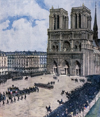 Felix Faures begravning vid Notre Dame-katedralen i Paris 1899 Illustration av Achille Beltrame av Achille Beltrame