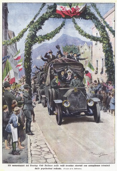 Välkomna vandrare från Italian Touring Club i Trentinos dalar? av Achille Beltrame