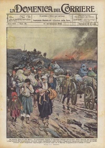 Greker på flykt från Smyrna, grekisk-turkiska kriget (1919-22) 1922 av Achille Beltrame