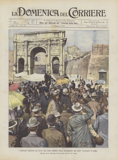 Suveränerna besöker utgrävningarna av Forum Romanum på 2653-årsdagen av Rom av Achille Beltrame
