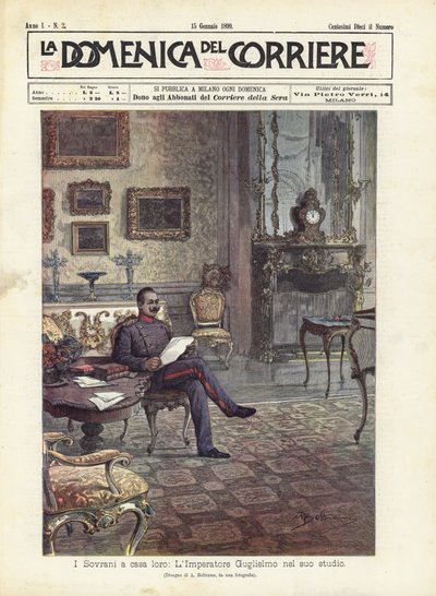 Suveränerna i sitt hem, kejsar William i hans arbetsrum av Achille Beltrame
