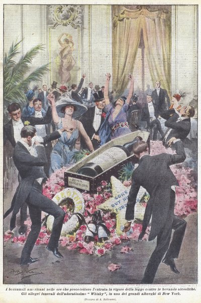 Den amerikanska bacchanalia timmarna före ikraftträdandet av lagen mot alkoholhaltiga drycker av Achille Beltrame