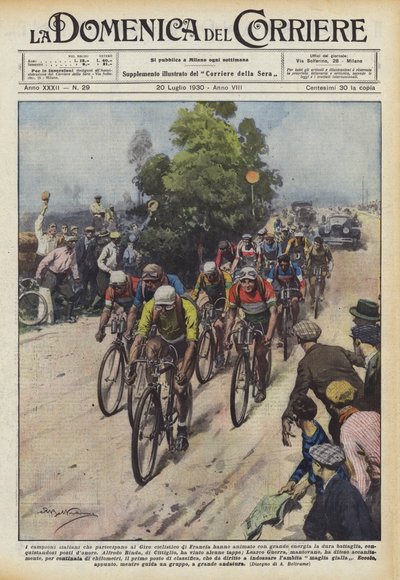 Livade de italienska mästarna som deltog i Cykeltouren i Frankrike med stor energi? av Achille Beltrame