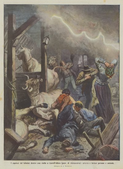 Blixtens nycker inne i ett stall i CastellAlfero (provinsen Alessandria), landar och gör ont? av Achille Beltrame