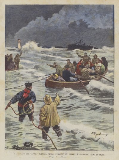 Vapor Planier skeppsvraket vid Bouches-du-Rhône, passagerarna räddade av Achille Beltrame