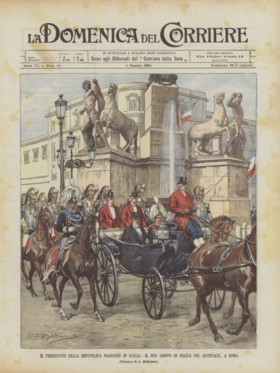 Franska republikens president i Italien, hans ankomst till Piazza Del Quirinale, Rom av Achille Beltrame