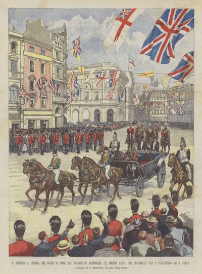 York Dughis återkomst till London Går processionen genom Piccadilly Fra från sin resa till Australien? av Achille Beltrame
