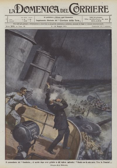 Befälhavaren för Gambetta tar livet av sig efter att ha ropat till dem som ville rädda honom, jag dör med min? av Achille Beltrame