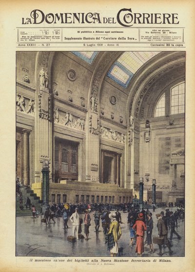 Den majestätiska biljetthallen vid New Milanos järnvägsstation av Achille Beltrame
