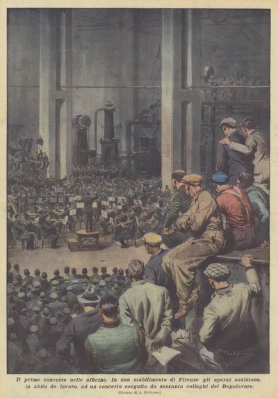 Första konserten i verkstäderna av Achille Beltrame