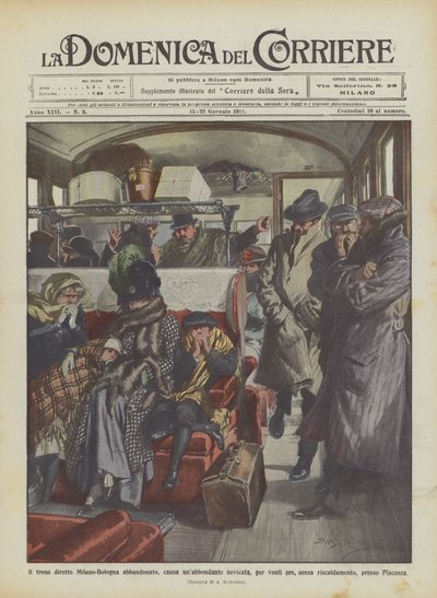 Direkttåget Milano-Bologna övergavs, på grund av ett kraftigt snöfall, i tjugo timmar? av Achille Beltrame