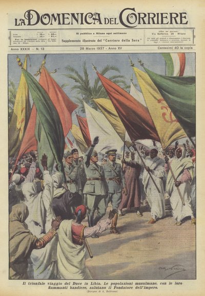 Ducens triumfresa till Libyen av Achille Beltrame