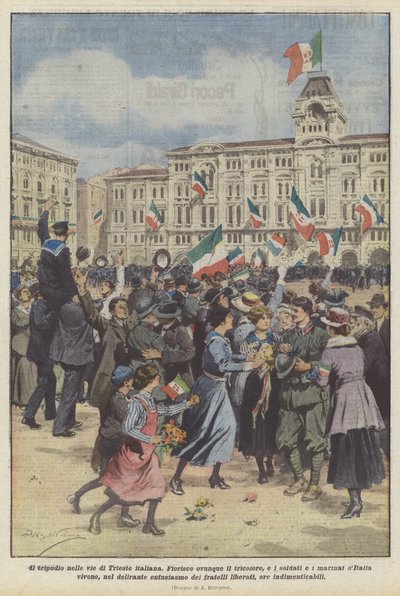 Upploppet på gatorna i italienska Trieste av Achille Beltrame