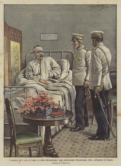 Vinnaren och förloraren framför, amiral Togos besök hos amiral Rodiestvenski? av Achille Beltrame