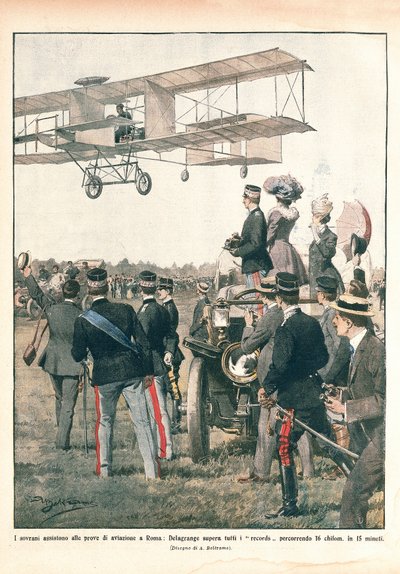 Italien, Leo Delagranges flygning, La Domenica del Corriere av Achille Beltrame