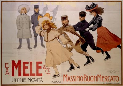 Ungdomsskridskoåkare / affisch 1902 av Achille Beltrame