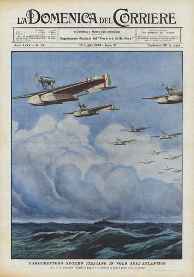 Den Ardimentala Italienska Flocken På Flyg Över Atlanten av Achille Beltrame