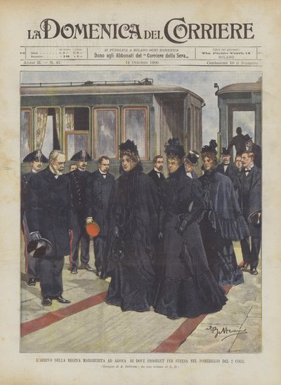 Drottning Margheritas ankomst till Arona varifrån du fortsätter till Stresa på eftermiddagen 2 kor av Achille Beltrame