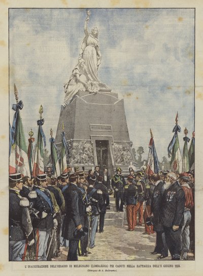 Invigningen av Ossario Di Melegnano (Lombardiet) för de stupade i slaget den 8 juni 1859 av Achille Beltrame
