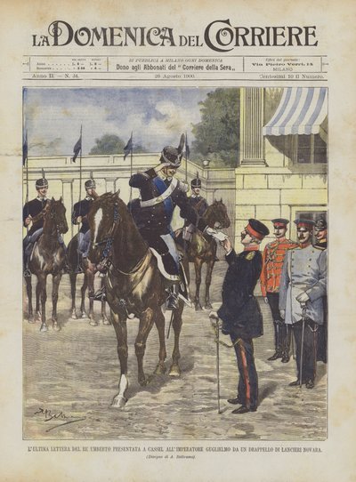 Det sista brevet från kung Umberto presenterades för Cassel till kejsar William av en fångst av Novara Lancers av Achille Beltrame