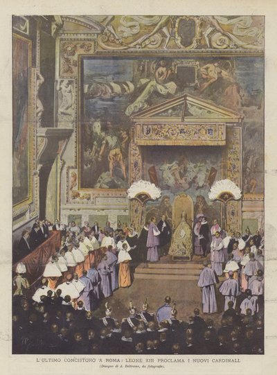 Det sista konsistoriet I Rom utropar Leo XIII de nya kardinalerna av Achille Beltrame