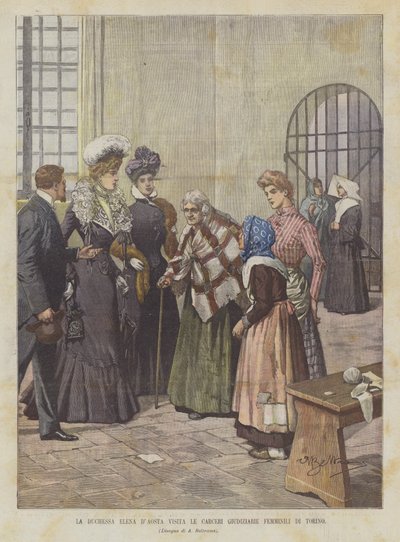 Hertiginnan Elena DAosta besöker de kvinnliga rättsfängelserna i Turin av Achille Beltrame