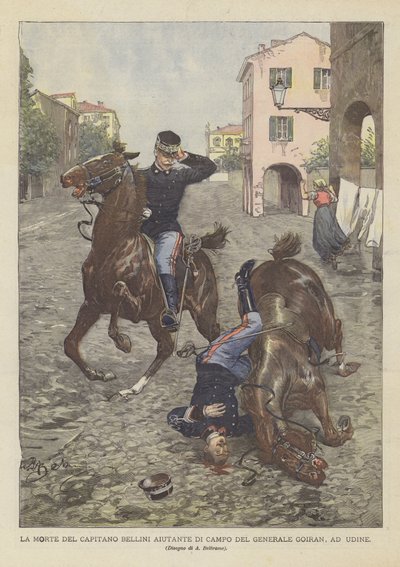 Kapten Bellinis aide-de-camp död till general Goiran i Udine av Achille Beltrame