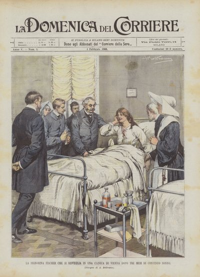 Miss Fischer uppvaknande i en klinik i Wien efter tre månaders kontinuerlig sömn av Achille Beltrame
