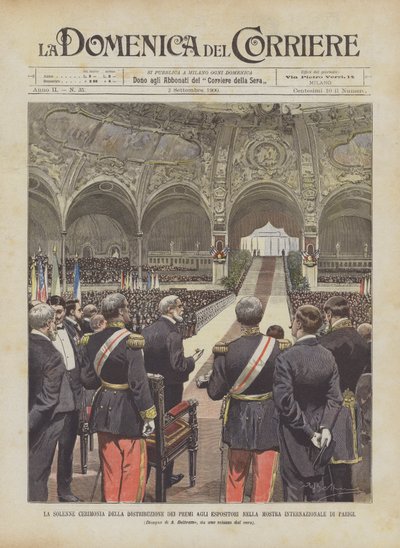 Den högtidliga ceremonin för utdelningen av priser till utställare på Paris internationella utställning av Achille Beltrame