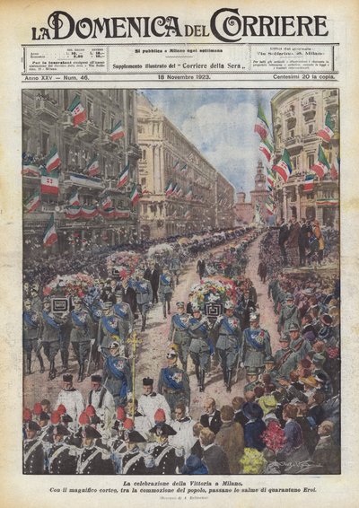 Firandet av segern i Milano av Achille Beltrame