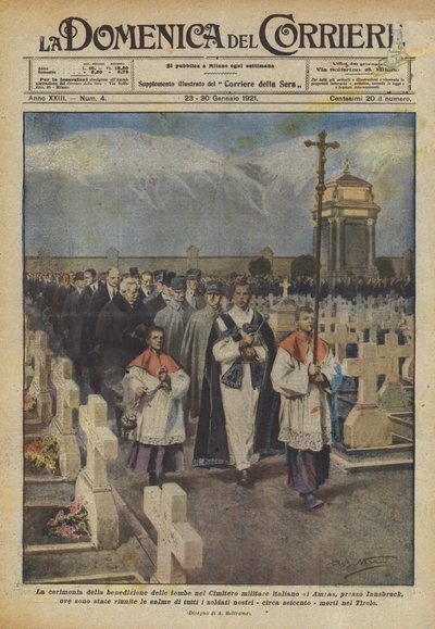 Ceremonin för välsignelsen av gravarna på den italienska militärkyrkogården i Amras? av Achille Beltrame