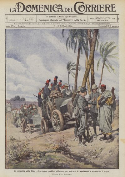 Erövringen av Libyen, en fredlig spaning inuti för att bli vän med befolkningen och känna igen platserna av Achille Beltrame