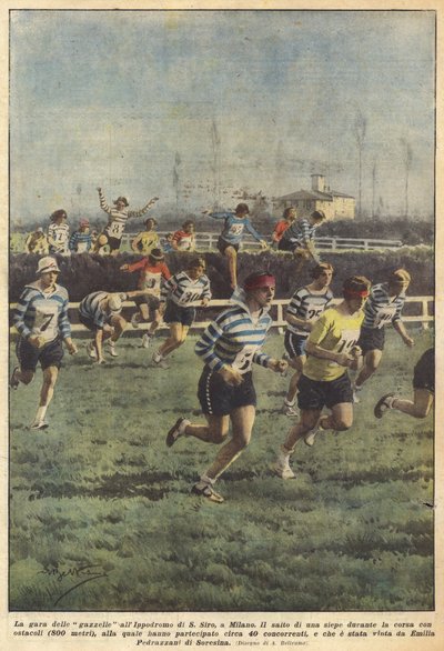 Gasellloppet på SAN Siro Hippodrome i Milano av Achille Beltrame