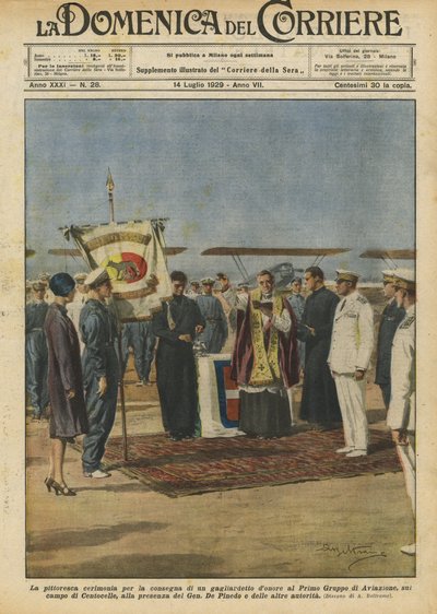 Den pittoreska ceremonin för leverans av en hedersvimpel till First Aviation Group? av Achille Beltrame