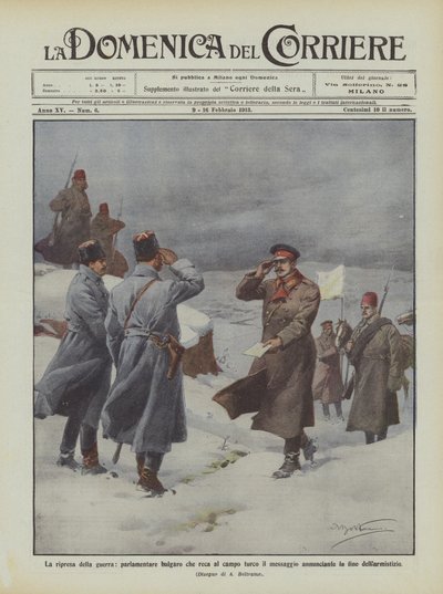 Krigets återupptagande, en bulgarisk parlamentariker som för med sig det tillkännagivande budskapet till det turkiska lägret? av Achille Beltrame
