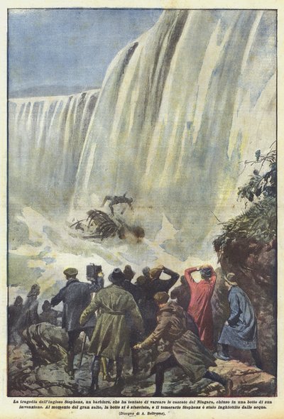 Tragedin för engelsmannen Stephens, en frisör, som försökte korsa Niagarafallen? av Achille Beltrame