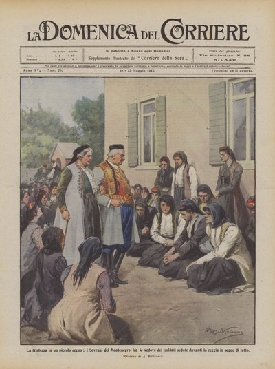 Sorgen i ett litet kungarike, Montenegros suveräner bland de sittande soldaternas änkor? av Achille Beltrame