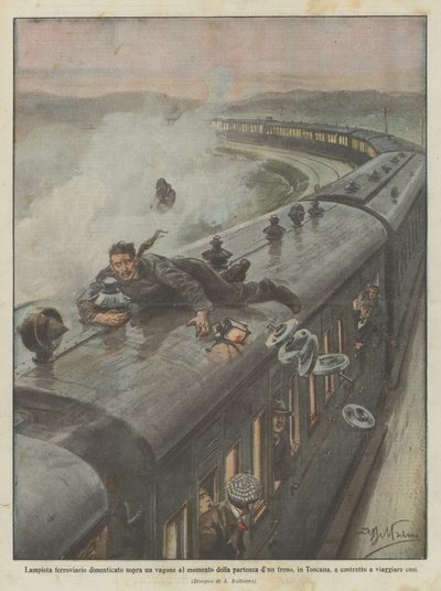 Järnvägsficklampa glömd på en vagn när ett tåg går i Toscana? av Achille Beltrame