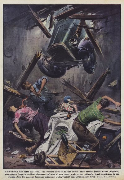 Bilen kommer in genom taket av Achille Beltrame