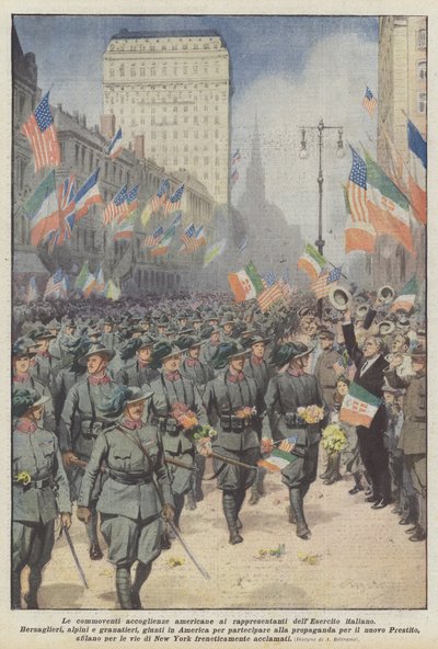 Det rörliga amerikanska välkomnandet till representanterna för den italienska armén av Achille Beltrame