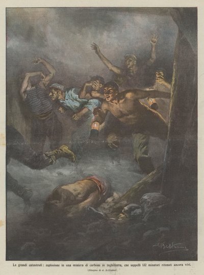 De stora katastroferna, explosionen i en kolgruva i England, vad begravde 132? av Achille Beltrame