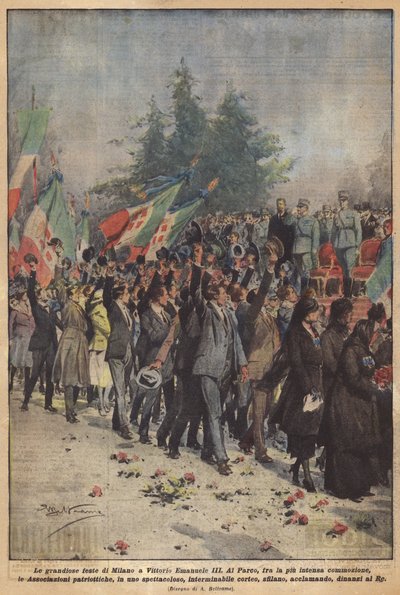 Milanos storslagna högtider till Vittorio Emanuele III av Achille Beltrame