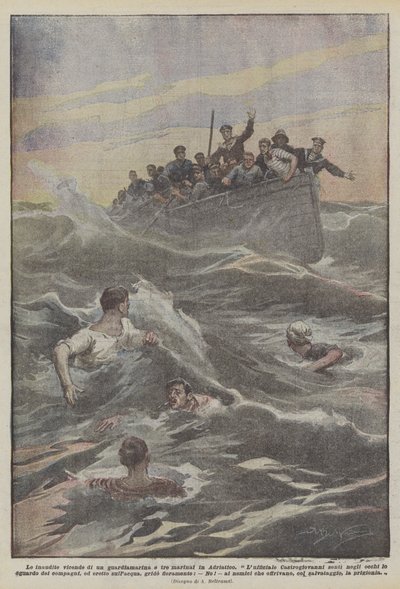 De oöverträffade händelserna av en midskeppsman och tre sjömän i Adriatiska havet av Achille Beltrame