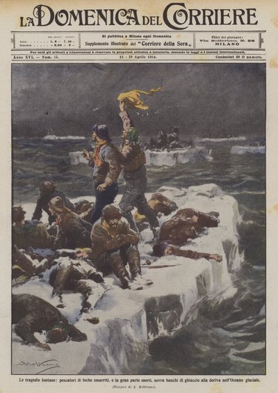 De avlägsna tragedierna, förlorade och till stor del döda sälfiskare på isflak? av Achille Beltrame