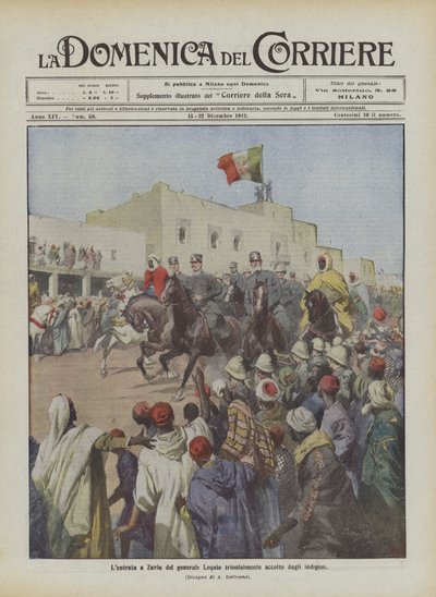 General Lequios intåg i Zavia välkomnades triumferande av de infödda av Achille Beltrame
