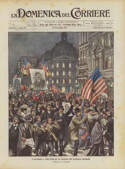 Entusiasmen i New York för omvalet av president Roosevelt av Achille Beltrame