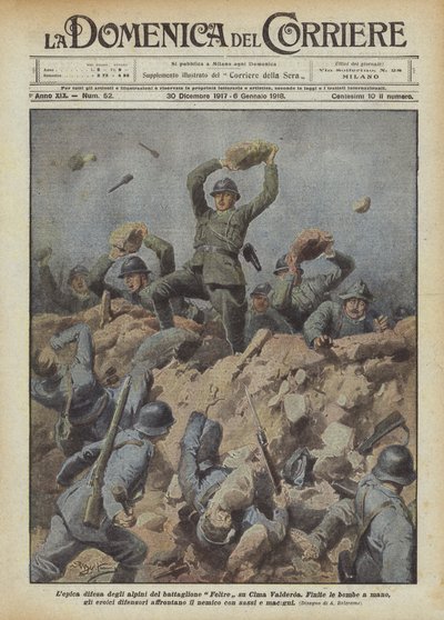 Lepic försvar av Alpini av Feltre bataljonen på Cima Valderoa av Achille Beltrame