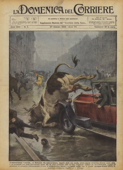 Den improviserade tjurfäktningen i Budapest av Achille Beltrame