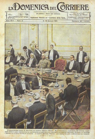Den mycket originella New York-lunchen för hungriga barn från Europa av Achille Beltrame